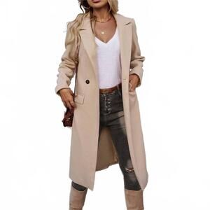 NEW UZWHOLESALE midi lapel collar cardigan coat in ivory